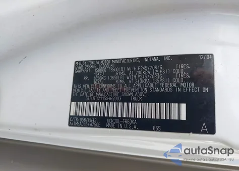 2005 Toyota Tundra Base V8 из США, поврежденный, VIN 5TBJT32115S462003